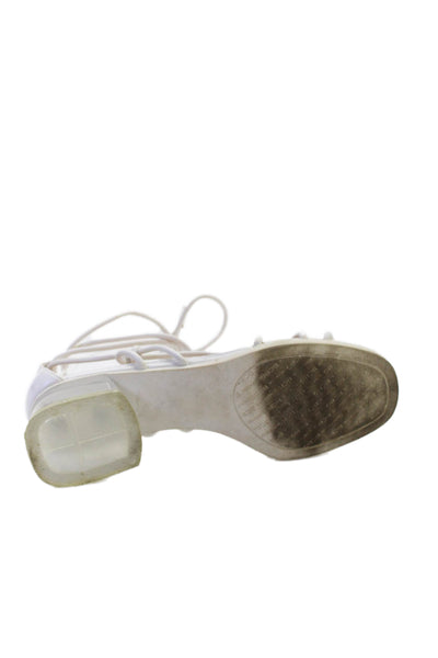 BCBGeneration Womens Slip-On Strappy Casual Heeled Sandals White Size 8