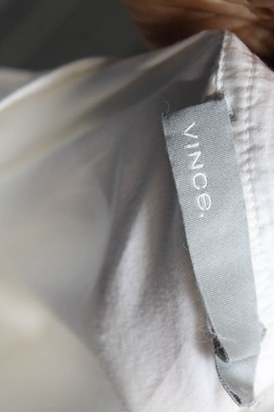 Vince Womens Y-Neck Long Sleeve Button Cuff Pullover Blouse Top White XS