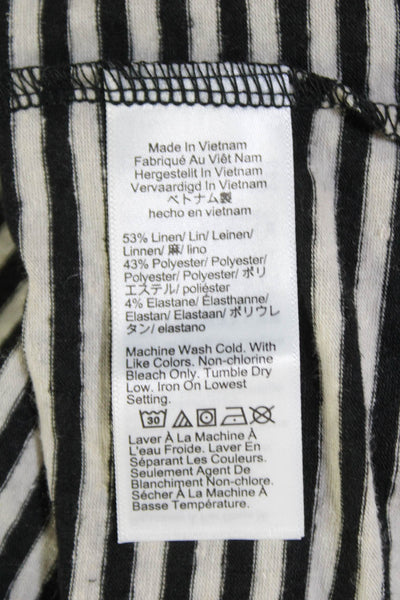 J Crew Womens Scoop Neck Striped Linen Tank Top White Black Size Small
