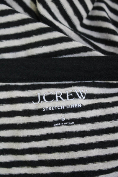 J Crew Womens Scoop Neck Striped Linen Tank Top White Black Size Small