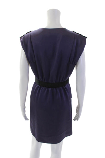 Cynthia Steffe Women's Sleeveless V-Neck Pleated Mini Dress Purple Size 4