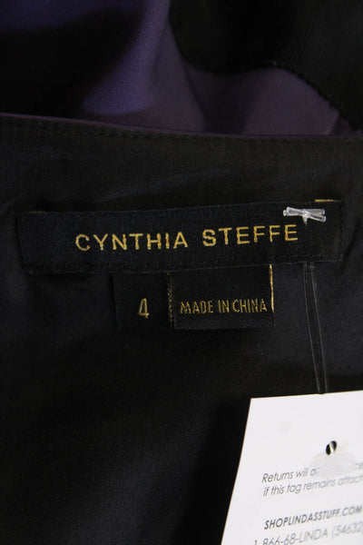 Cynthia Steffe Women's Sleeveless V-Neck Pleated Mini Dress Purple Size 4