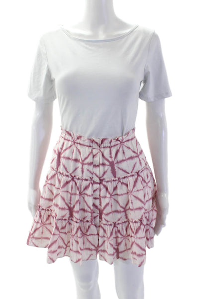 Intermix Women's Paperbag Waist Button Down Tie Dye Tiered Mini Skirt Size M