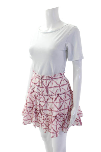 Intermix Women's Paperbag Waist Button Down Tie Dye Tiered Mini Skirt Size M