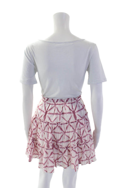 Intermix Women's Paperbag Waist Button Down Tie Dye Tiered Mini Skirt Size M