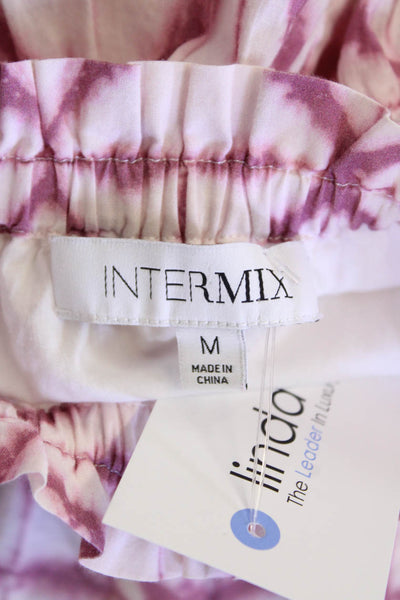 Intermix Women's Paperbag Waist Button Down Tie Dye Tiered Mini Skirt Size M