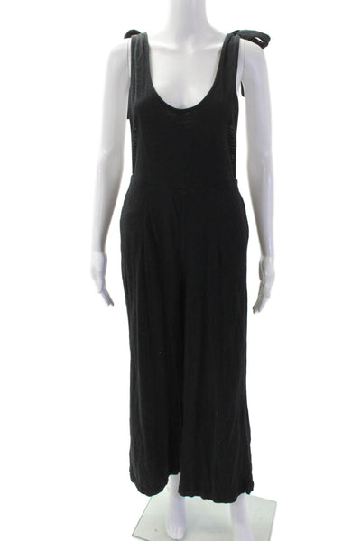 Leallo Women's Halter Neck Sleeveless Straight Leg Jumpsuit Black Size S