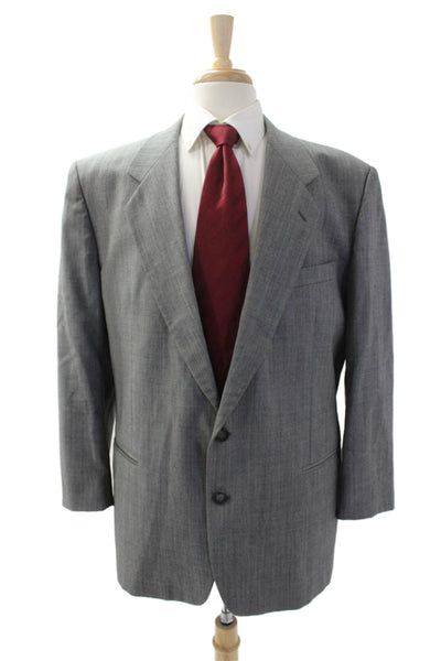 Zignone Mens Wool Single Breasted Blazer Jacket Gray Blue Size 44