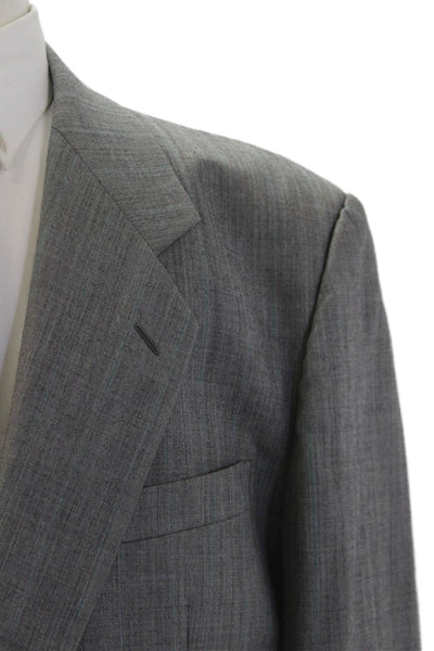 Zignone Mens Wool Single Breasted Blazer Jacket Gray Blue Size 44