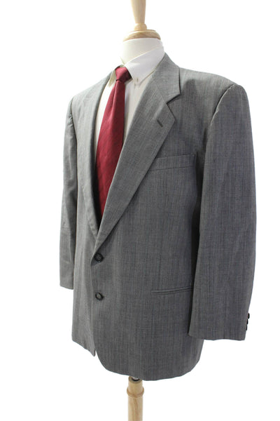 Zignone Mens Wool Single Breasted Blazer Jacket Gray Blue Size 44