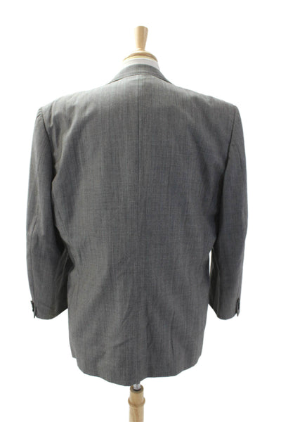 Zignone Mens Wool Single Breasted Blazer Jacket Gray Blue Size 44