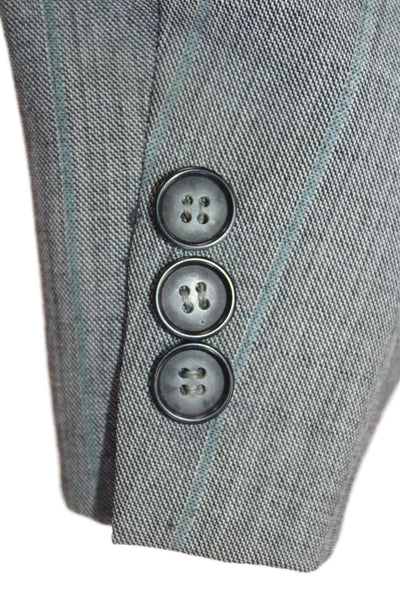 Zignone Mens Wool Single Breasted Blazer Jacket Gray Blue Size 44