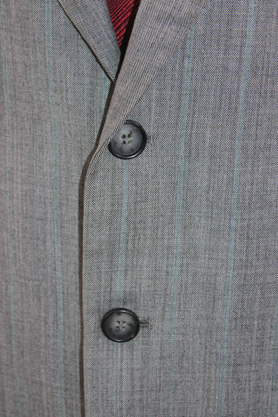 Zignone Mens Wool Single Breasted Blazer Jacket Gray Blue Size 44