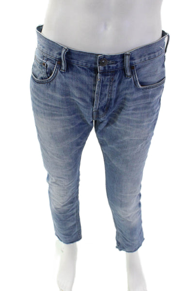 Allsaints Mens Cotton Raw Hem Cigarette Skinny Fit Jeans Blue Size 32