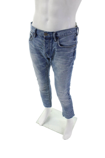 Allsaints Mens Cotton Raw Hem Cigarette Skinny Fit Jeans Blue Size 32