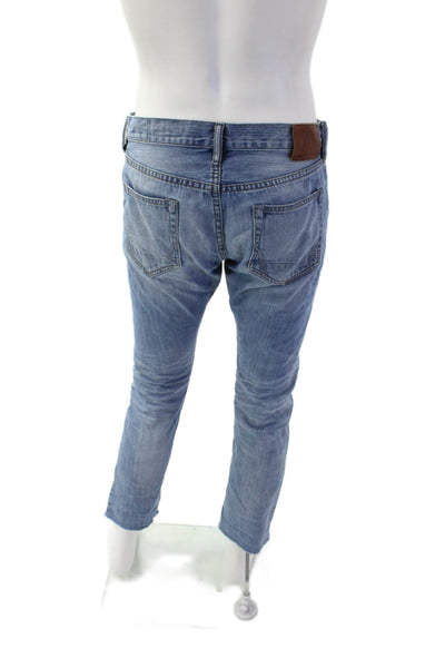 Allsaints Mens Cotton Raw Hem Cigarette Skinny Fit Jeans Blue Size 32
