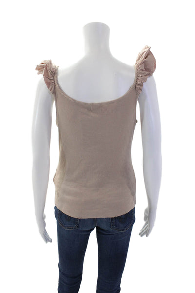 Nation LTD Womens Cotton Ribbed Knit V-Neck Sleeveless Tank Top Pink Size L