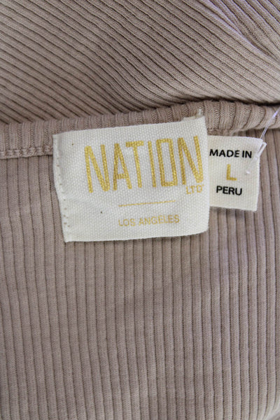Nation LTD Womens Cotton Ribbed Knit V-Neck Sleeveless Tank Top Pink Size L