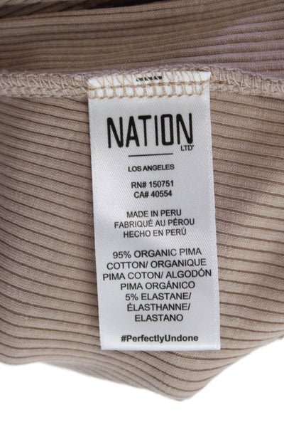 Nation LTD Womens Cotton Ribbed Knit V-Neck Sleeveless Tank Top Pink Size L