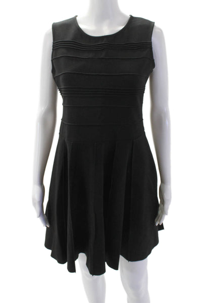 Parker Womens Sleeveless Zippered Round Neck A-Line Mini Dress Black Size 6