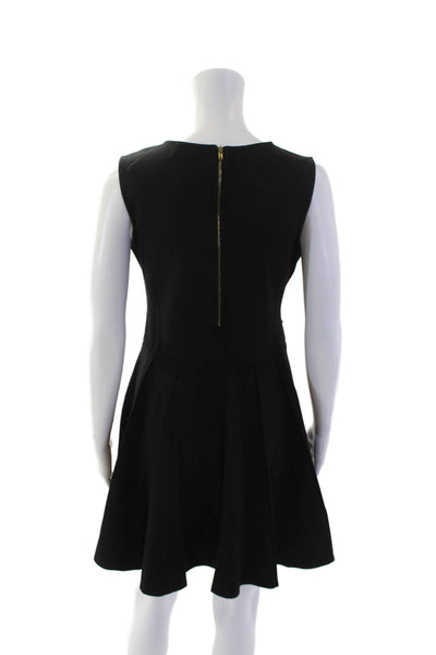 Parker Womens Sleeveless Zippered Round Neck A-Line Mini Dress Black Size 6