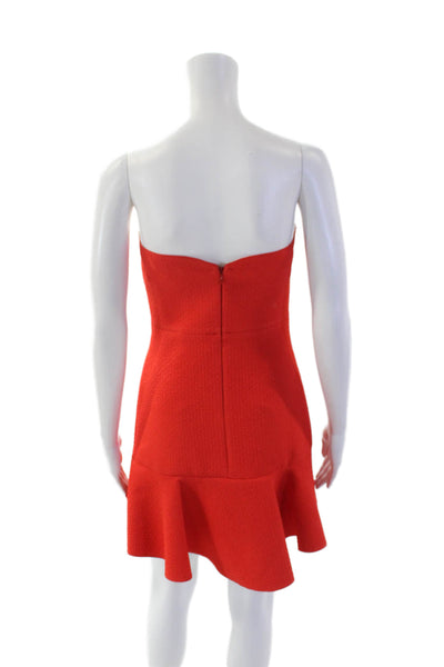 Sandro Womens Strapless Ruffled High Waist A Line Dress Orange Size 1