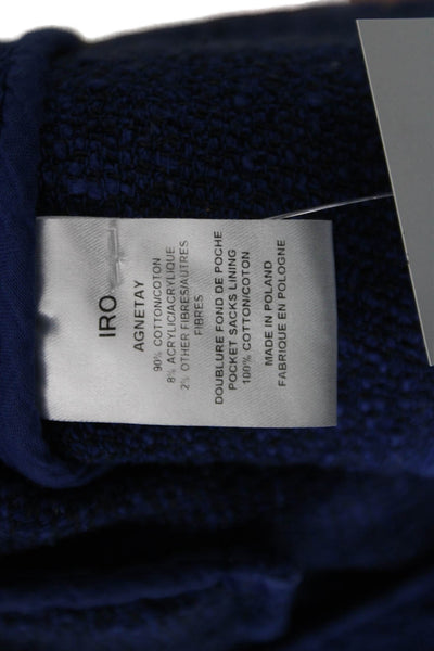 IRO Womens Long Sleeve Front Zip Crew Neck Knit Jacket Blue Cotton Size 1