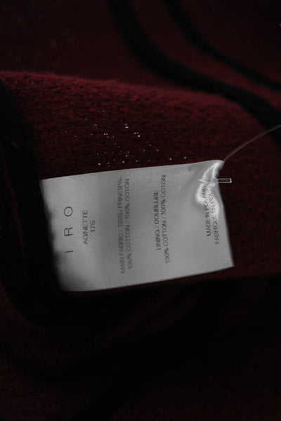 IRO Womens Button Zip Front Long Sleeve Crew Neck Knit Jacket Red Cotton FR 38