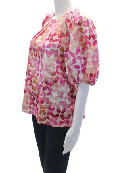 Tyler Boe Womens Cotton Short Sleeve Floral Printed Top Pink Size S