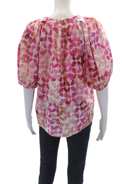 Tyler Boe Womens Cotton Short Sleeve Floral Printed Top Pink Size S
