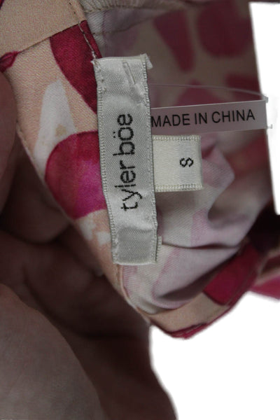 Tyler Boe Womens Cotton Short Sleeve Floral Printed Top Pink Size S