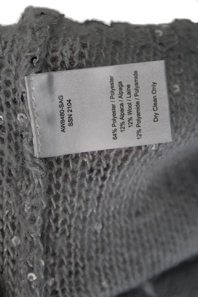 ATM Womens Cotton Long Sleeve Round Neck Sequence Sweater Gray Size M