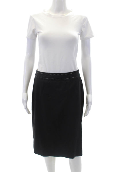 Agnona Women's Hook Closure Slit Hem Lined Workwear Mini Skirt Black Size 42