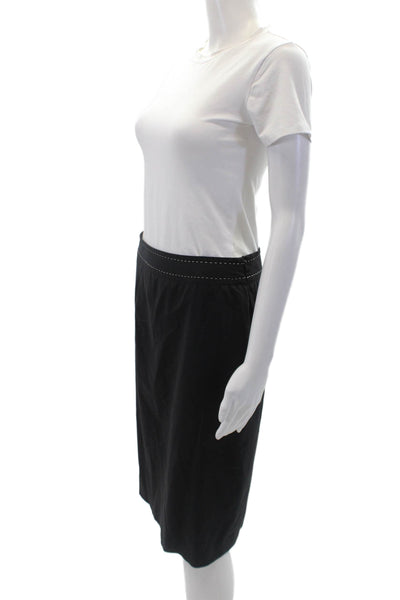 Agnona Women's Hook Closure Slit Hem Lined Workwear Mini Skirt Black Size 42