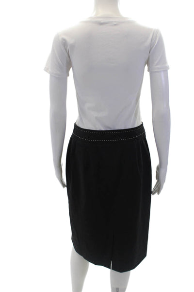 Agnona Women's Hook Closure Slit Hem Lined Workwear Mini Skirt Black Size 42