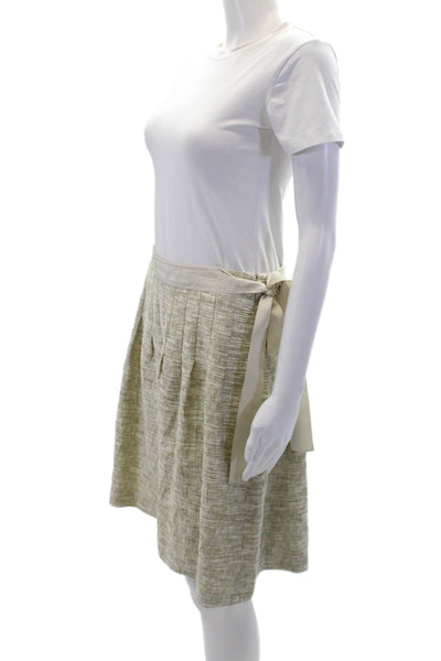 Armani Collezioni Women's Zip Closure Line Pleated Flare Mini Skirt Green Size 6