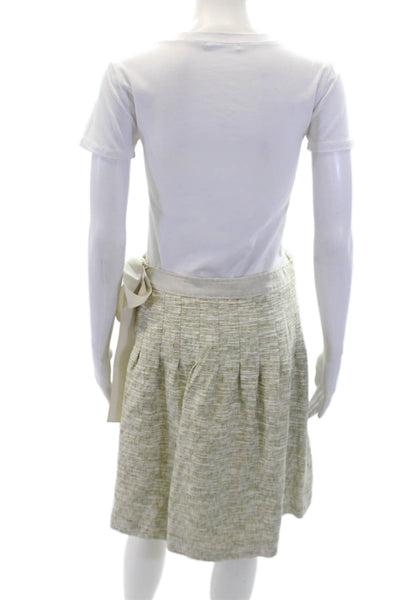 Armani Collezioni Women's Zip Closure Line Pleated Flare Mini Skirt Green Size 6