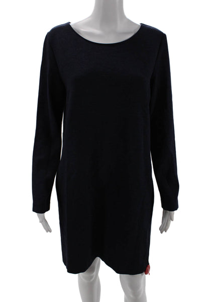 Theory Womensa Long Sleeves Panel Knit Jersey Dress Navy Blue Size Medium