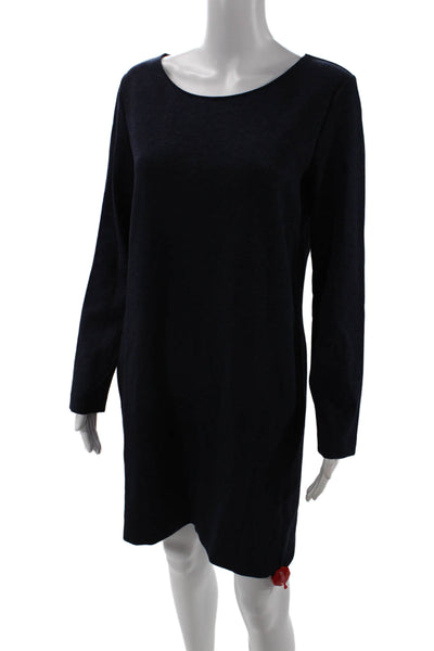 Theory Womensa Long Sleeves Panel Knit Jersey Dress Navy Blue Size Medium