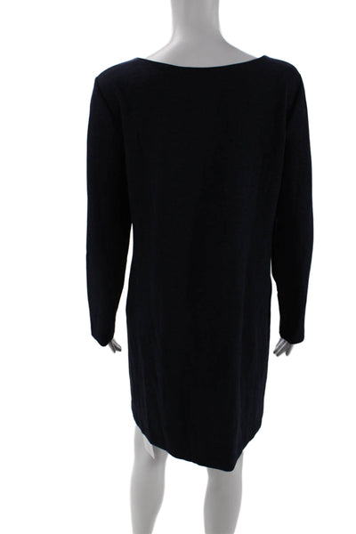 Theory Womensa Long Sleeves Panel Knit Jersey Dress Navy Blue Size Medium