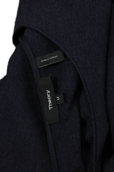 Theory Womensa Long Sleeves Panel Knit Jersey Dress Navy Blue Size Medium