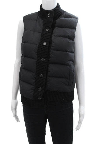 Michael Kors Womens Button Down Sleeveless Puffer Vest Jacket Black Size 2