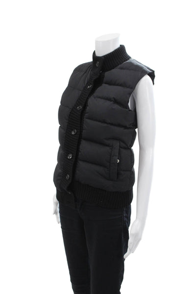 Michael Kors Womens Button Down Sleeveless Puffer Vest Jacket Black Size 2