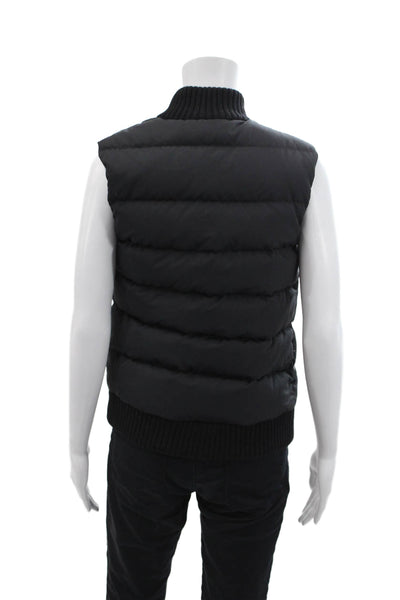 Michael Kors Womens Button Down Sleeveless Puffer Vest Jacket Black Size 2