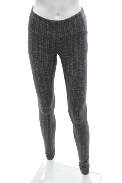 Lululemon Womens Printed Pull On Mid Rise Leggings Gravel Gray White Size 6