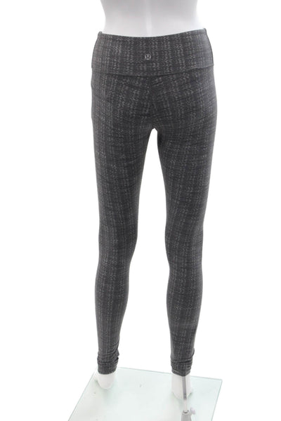 Lululemon Womens Printed Pull On Mid Rise Leggings Gravel Gray White Size 6