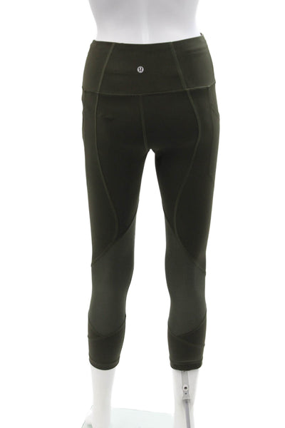 Lululemon Womens Pull On Cropped Athletic Leggings Military Green Size 4