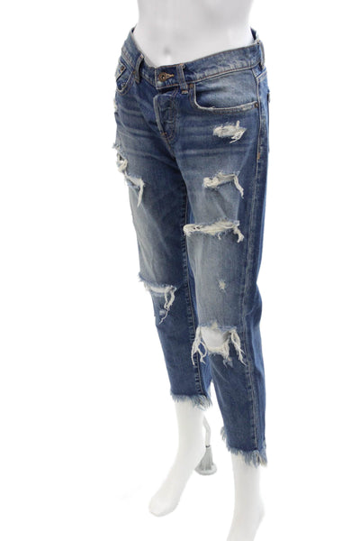Pistola Womens Cotton Zip Button Distressed Skinny Denim Jeans Blue Size EUR 25