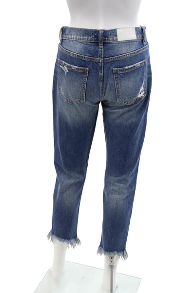 Pistola Womens Cotton Zip Button Distressed Skinny Denim Jeans Blue Size EUR 25