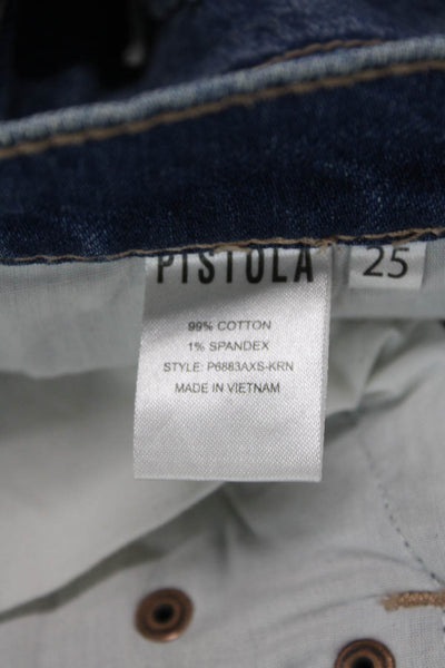 Pistola Womens Cotton Zip Button Distressed Skinny Denim Jeans Blue Size EUR 25